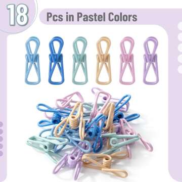 Mr. Pen- Chip Clips, 18 Pack, 2 Inch, Pastel Colors, Utility Steel PVC-Coated Clips, Bag Clips, Chip...