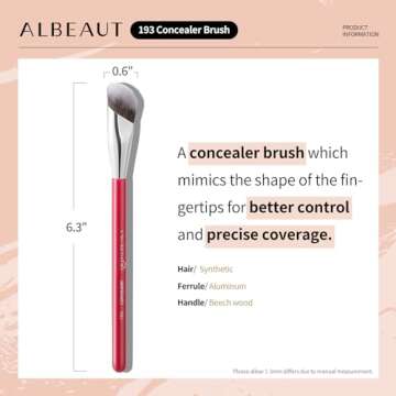 Albeaut Concealer Brush, Under Eye Makeup Small Angled Precision Face Blending Brush (193 concealer brush-Limited Edition)