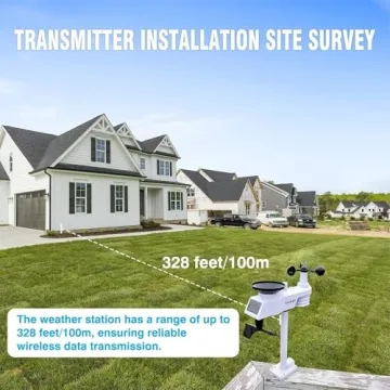 Sainlogic Wireless Weather Station with Outdoor Sensor, 8-in-1 Weather Station with Weather Forecast, Temperature, Air Pressure, Humidity, Wind Gauge, Rain Gauge, Moon Phrase, Alarm Clock (No WiFi)