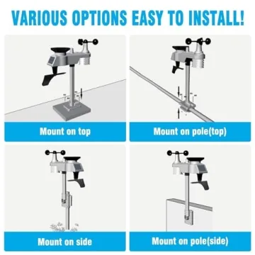 Sainlogic Wireless Weather Station with Outdoor Sensor, 8-in-1 Weather Station with Weather Forecast, Temperature, Air Pressure, Humidity, Wind Gauge, Rain Gauge, Moon Phrase, Alarm Clock (No WiFi)