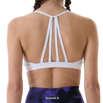 AUROLA Mercury Workout Sports Bras Women Athletic Removable Padded Backless Strappy Halter Light Sup...