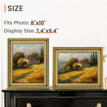 upsimples 8x10 Picture Frame with Real Glass, Ornate Vintage 8 x 10 Photo Frames for Wall Decor or T...