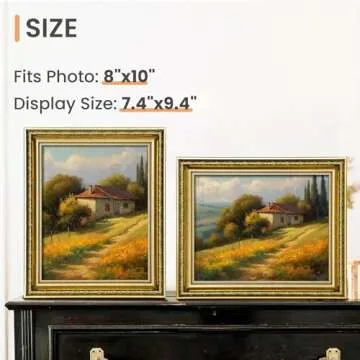 upsimples 8x10 Picture Frame with Real Glass, Ornate Vintage 8 x 10 Photo Frames for Wall Decor or T...