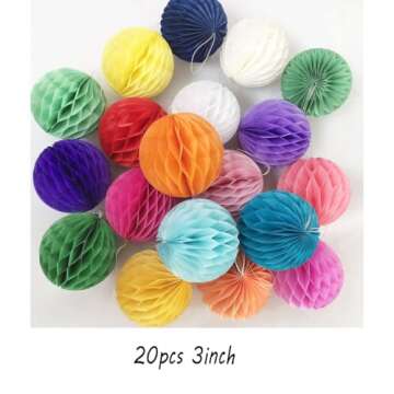 20pcs 3inch Honeycomb Flower Balls Party Honeycomb Balls Decoration Paper Flower Balls Tissue Paper ...