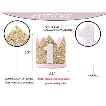 WAOUH 1st Birthday Crown Hat for Baby - First Birthday Party Decor for Baby Show…