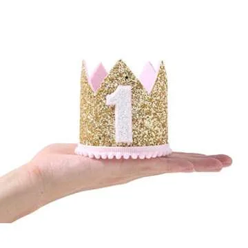 WAOUH 1st Birthday Crown Hat for Baby - First Birthday Party Decor for Baby Show…