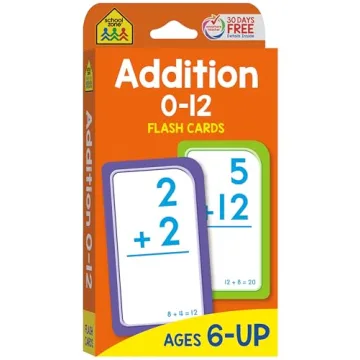 School Zone - Addition 0-12 Flash Cards - Fun Math Learning for Kids Ages 6+