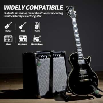 JCANOL J5 Wireless Guitar System Wireless Guitar Transmitter Receiver Rechargeable Audio with 10 Siganl Channels 164ft for Electric Guitar Bass