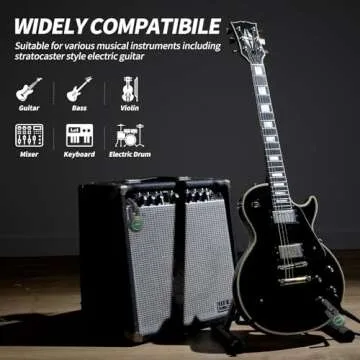 JCANOL J5 Wireless Guitar System Wireless Guitar Transmitter Receiver Rechargeable Audio with 10 Siganl Channels 164ft for Electric Guitar Bass