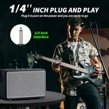 JCANOL J5 Wireless Guitar System Wireless Guitar Transmitter Receiver Rechargeable Audio with 10 Siganl Channels 164ft for Electric Guitar Bass