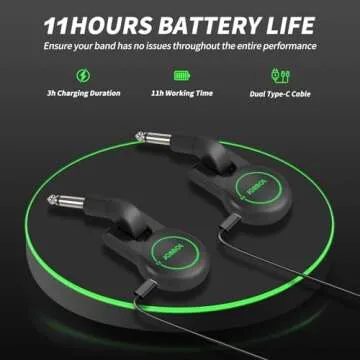 JCANOL J5 Wireless Guitar System Wireless Guitar Transmitter Receiver Rechargeable Audio with 10 Siganl Channels 164ft for Electric Guitar Bass