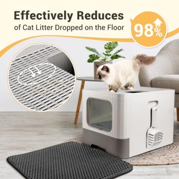 MIU COLOR Enclosed Cat Litter Box, Large Covered Kitty Litter Box with lid and Mat, Big Tor Entry Deep Traw High Sides Anti-Splashing Easy to Clean,Odor Control (Upgrade with Mat)