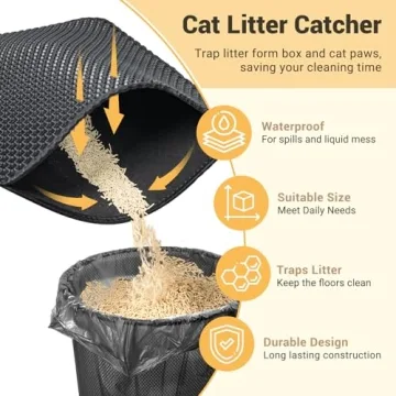 MIU COLOR Enclosed Cat Litter Box, Large Covered Kitty Litter Box with lid and Mat, Big Tor Entry Deep Traw High Sides Anti-Splashing Easy to Clean,Odor Control (Upgrade with Mat)