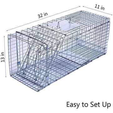 Faicuk Large Collapsible Humane Live Animal Cage Trap for Raccoon, Opossum, Stray Cat, Rabbit, Groun...