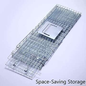 Faicuk Large Collapsible Humane Live Animal Cage Trap for Raccoon, Opossum, Stray Cat, Rabbit, Groundhog and Armadillo 32 x 11 x 13 Inch