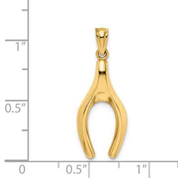 Mireval 14k Yellow Gold Wishbone Pendant on Chain