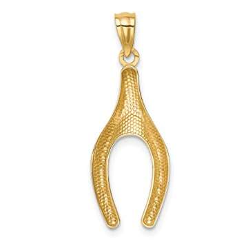 Mireval 14k Yellow Gold Wishbone Pendant on Chain