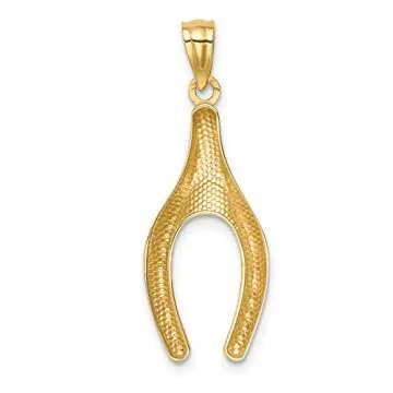Mireval 14k Yellow Gold Wishbone Pendant on Chain