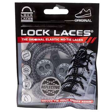 Lock Laces Reflective No Tie Shoelaces - Storm Gray