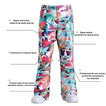 Womens Waterproof Insulated Ski Pants for Winter Sports