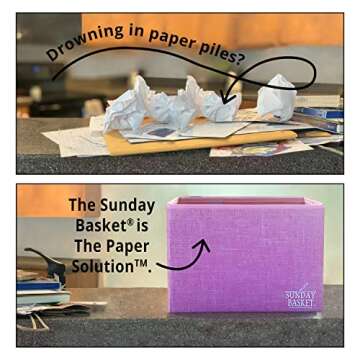 Organize 365 Paper Organizer Solution | Home Office Organization & Document Holder | File Box for Paper Storage | The Complete Sunday Basket® System (Trendy Teal)