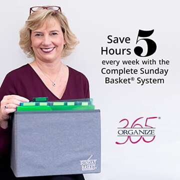 Organize 365 Paper Organizer Solution | Home Office Organization & Document Holder | File Box for Paper Storage | The Complete Sunday Basket® System (Trendy Teal)