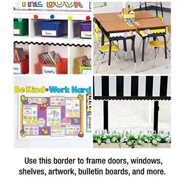 Carson Dellosa Education Carson Dellosa 36 Ft Scalloped White Bulletin Board Borders, Classroom Borders for Bulletin Board, White Board, Cork Board, Locker, and Classroom Décor, Bulletin Board Trim