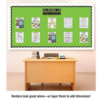 Carson Dellosa Education Carson Dellosa 36 Ft Scalloped White Bulletin Board Borders, Classroom Borders for Bulletin Board, White Board, Cork Board, Locker, and Classroom Décor, Bulletin Board Trim