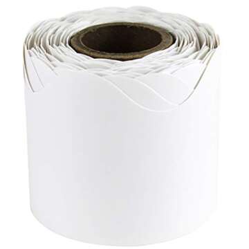 Carson Dellosa Education Carson Dellosa 36 Ft Scalloped White Bulletin Board Borders, Classroom Borders for Bulletin Board, White Board, Cork Board, Locker, and Classroom Décor, Bulletin Board Trim