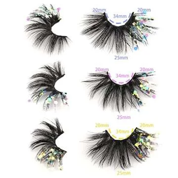 False Eyelashes Dramatic Glitter Lashes Fluffy Drag Queen Mermaid Makeup DIY Lashes Decorative Eyelashes 3 Different Style FANXITON Fake Eyelashes Multipack
