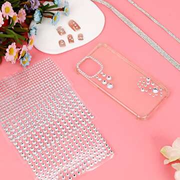 1980pcs Clear Rhinestone Stickers,6 Sizes Clear Face Gems Stickers Transparent Bling Bling Hair Gems Self Adhesive Crystal Stickers Diamond Stickers for Decorate Face Nail Body DIY Craft Scrapbooking