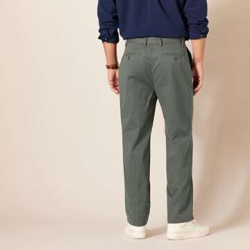Classic-Fit Men's Chino Pants - Wrinkle Resistant, Dark Olive