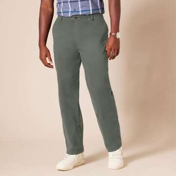 Classic-Fit Men's Chino Pants - Wrinkle Resistant, Dark Olive