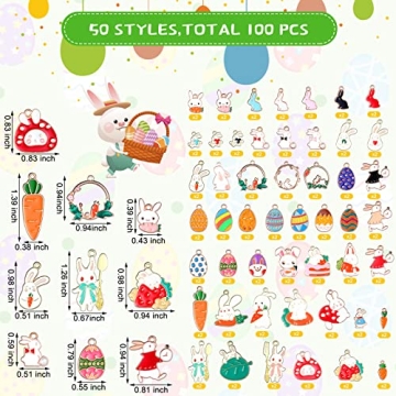 Kingdder Easter Charms for Crafting 100 Pcs DIY Jewelry
