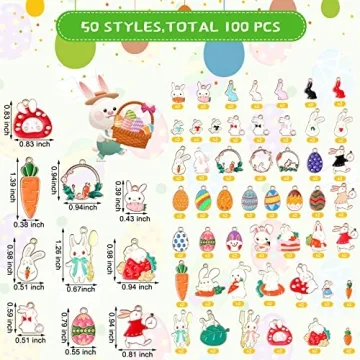 Kingdder Easter Charms for Crafting 100 Pcs DIY Jewelry