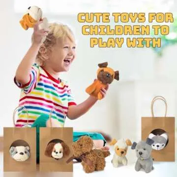 letesult 36Pcs Adopt A Puppy Party Favors, Mini Stuffed Animals Adopt A Dog Set Includes 12 Stuffed Dogs 12 Kraft Paper Bags 10 White Plastic Fence Mini Chalkboard & Chalk Marker for Adopt A Pet Party