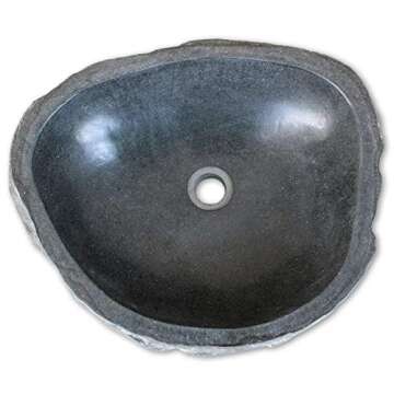 Bopdu Basin River Stone Oval 17.7"-20.9", Basin Home Indoor Decor Bathroom Washroom Powder Room Sink...