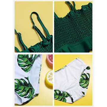 Rosiika Toddler Baby Girls Strapless Bikini Set High Waisted Bandeau Swimsuits Wrap 2 Piece Bathing Suit Backless Swimwear 164 Green 12-14 Years