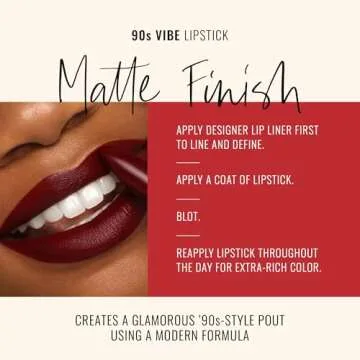 Runway Rogue 90s Vibe Lipstick, Moisturizing Matte Midnight-Merlot Dark Burgundy Lipstick, ‘1993’