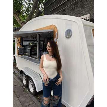 OQQ Women's 3 Piece Bodysuits Sexy Ribbed Sleeveless Square Neck Tank Tops Leotard 2025 Trendy Outfits Black Darkgrey Beige