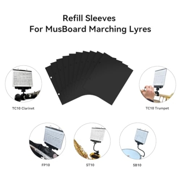 MusBoard FPG10 - MusBoard Marching Lyre Replacement Sleeves, 10 Flip Folder Pages for Marching Band ...
