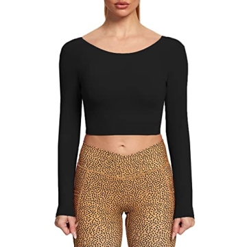 Aoxjox Long Sleeve Women Crop Top with Stylish Back Design