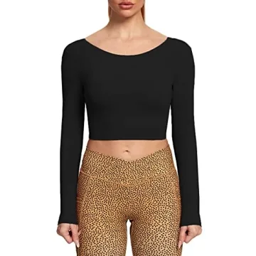 Aoxjox Long Sleeve Women Crop Top with Stylish Back Design