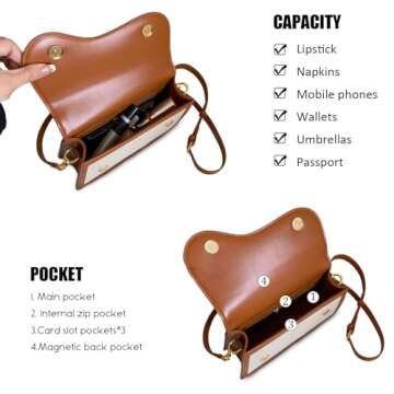 Travistar Crossbody Bags for Women Trendy - Small Vegan Leather Cross Body Bag Cute Shoulder Bag Cross Body Purse Satchel Handbags Evening Bag Clutch Purses with 2 Detachable Straps