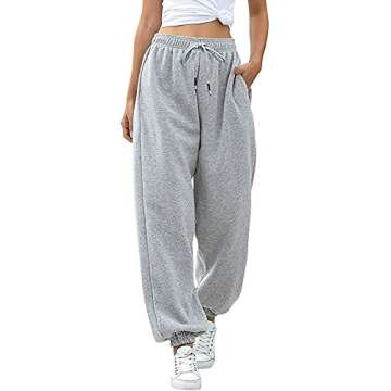 Womens Sweatpants 2024,High Waisted Baggy Sweatpants Joggers Sport Active Workout Jogger Pants with Pockets Trousers D-gray