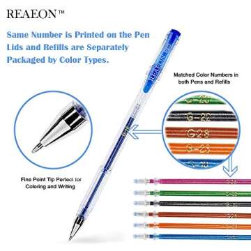 200 Glitter Gel Pen Set with Refills for Coloring & Crafting