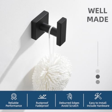 Stylish Matte Black Towel Hook for Modern Bathrooms