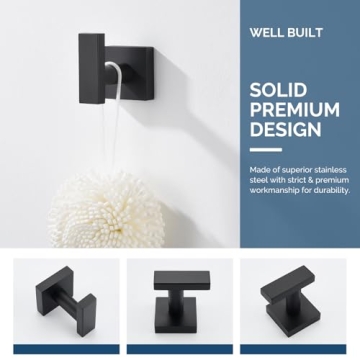 Stylish Matte Black Towel Hook for Modern Bathrooms