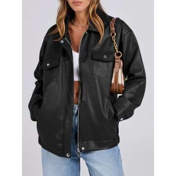 Stylish ANRABESS Oversized Leather Jackets for Women - Fall 2024 Fashion