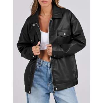 Chic ANRABESS Oversized Faux Leather Jackets for Women